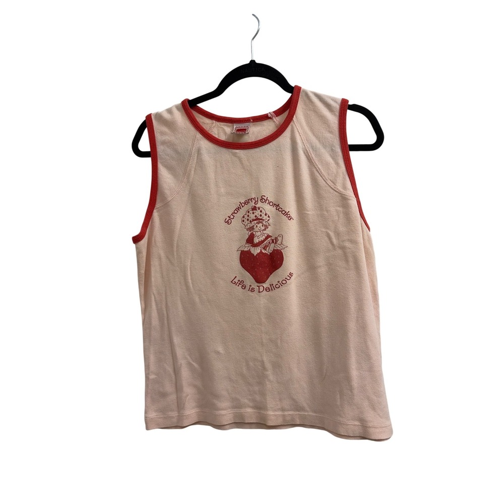 Baby tee Graphic‎ Retro Strawberry Shortcake Women XL Pink Life Is Delicious